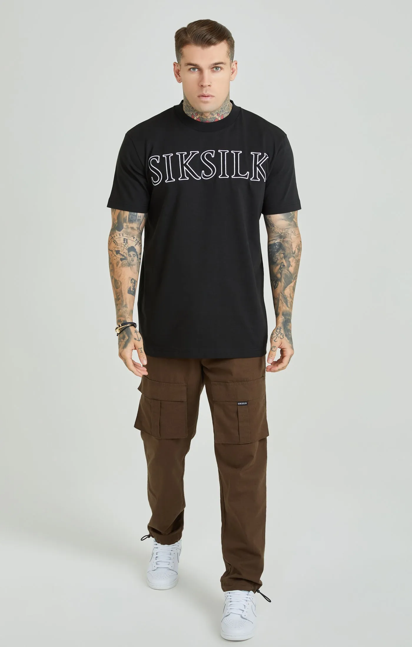 Black Applique Logo Oversized T-Shirt sold by Siksilk product image thumbnail 4