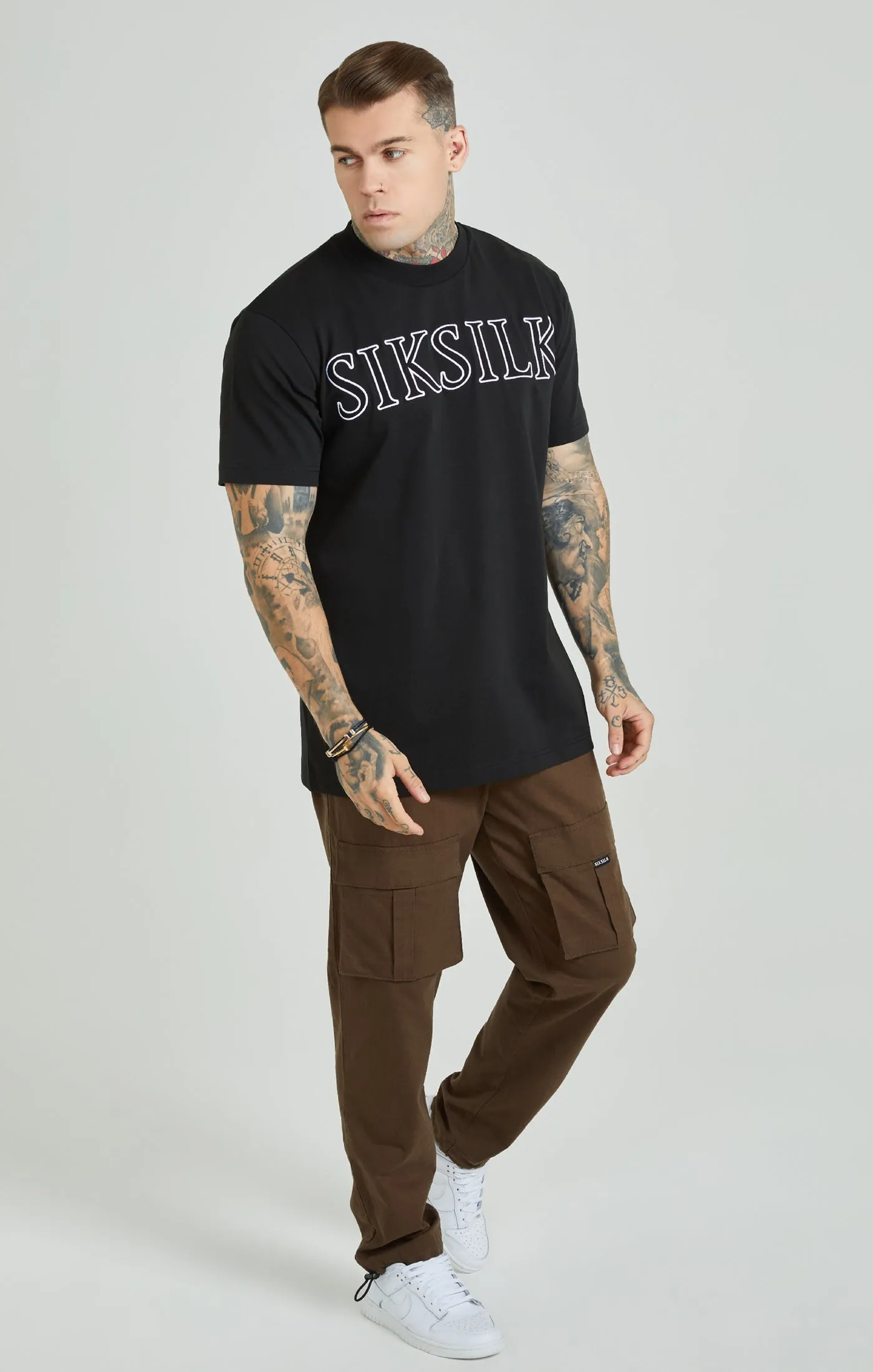 Black Applique Logo Oversized T-Shirt sold by Siksilk product image thumbnail 2
