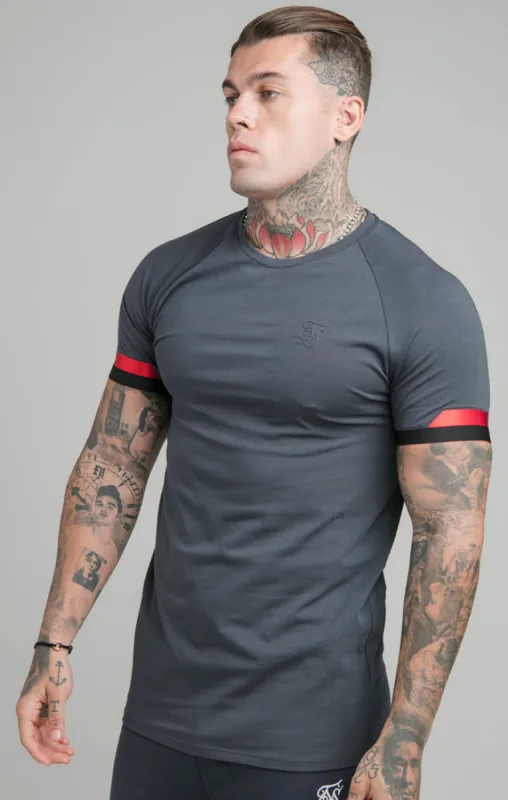 Navy Dual Elastic Cuff T-Shirt sold by Siksilk