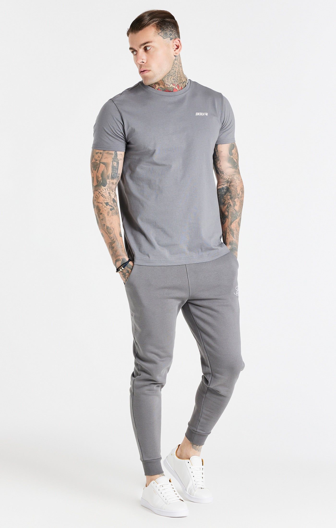 Grey Essential Cuffed Jogger sold by Siksilk product image thumbnail 4