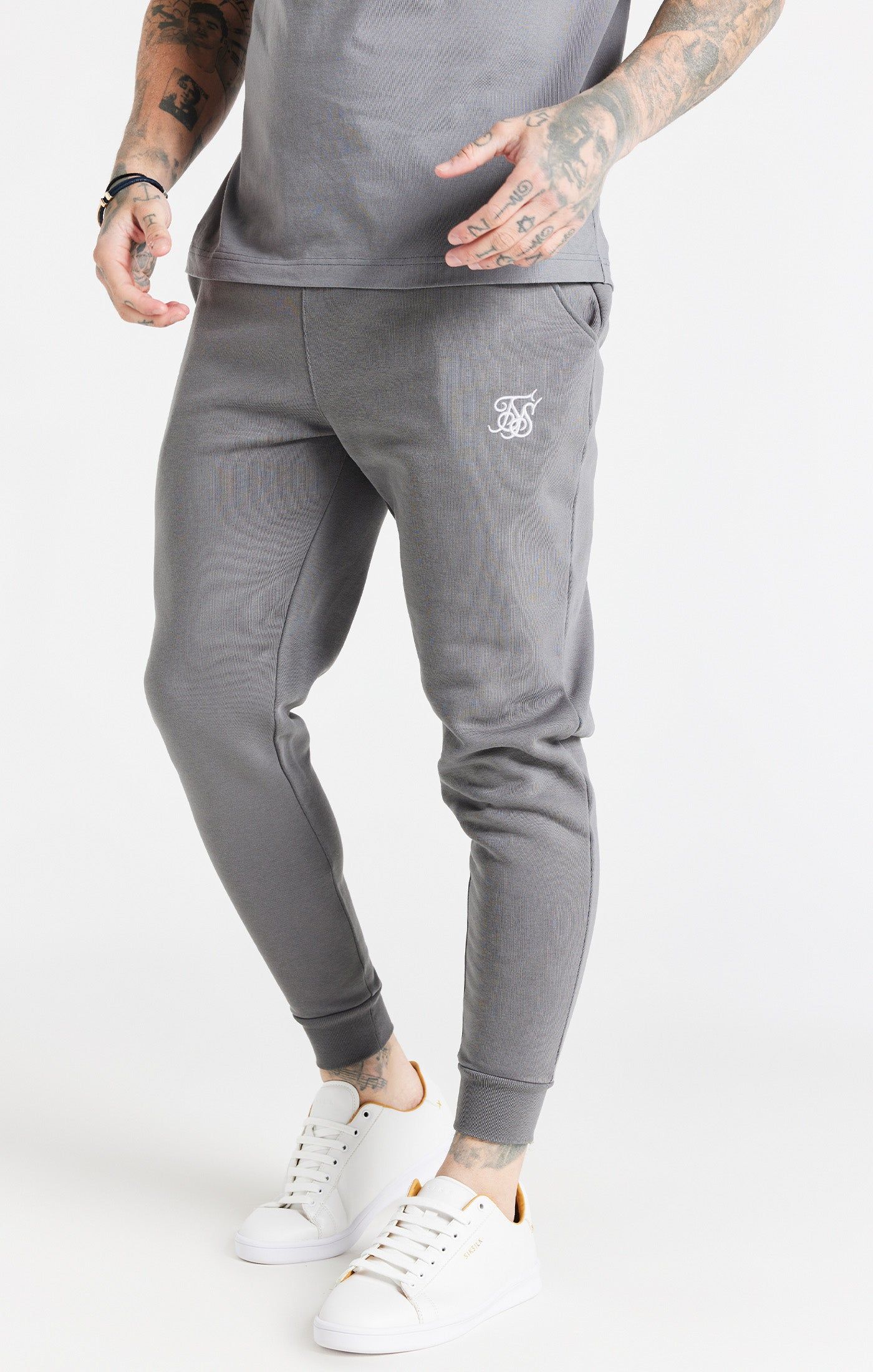 Grey Essential Cuffed Jogger sold by Siksilk