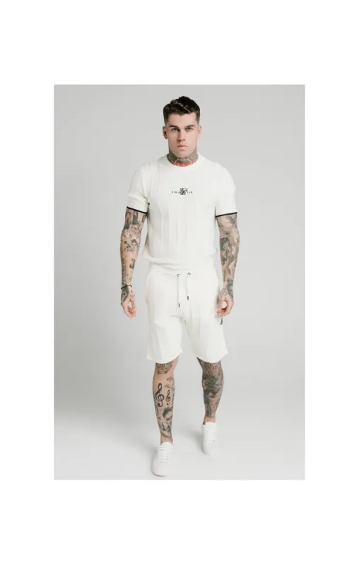 SikSilk Fitted Knit Tee - Off White sold by Siksilk