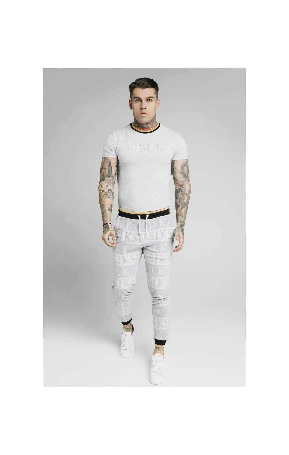 SikSilk Inverse Fitted Joggers - Grey,Black & Gold sold by Siksilk product image thumbnail 5