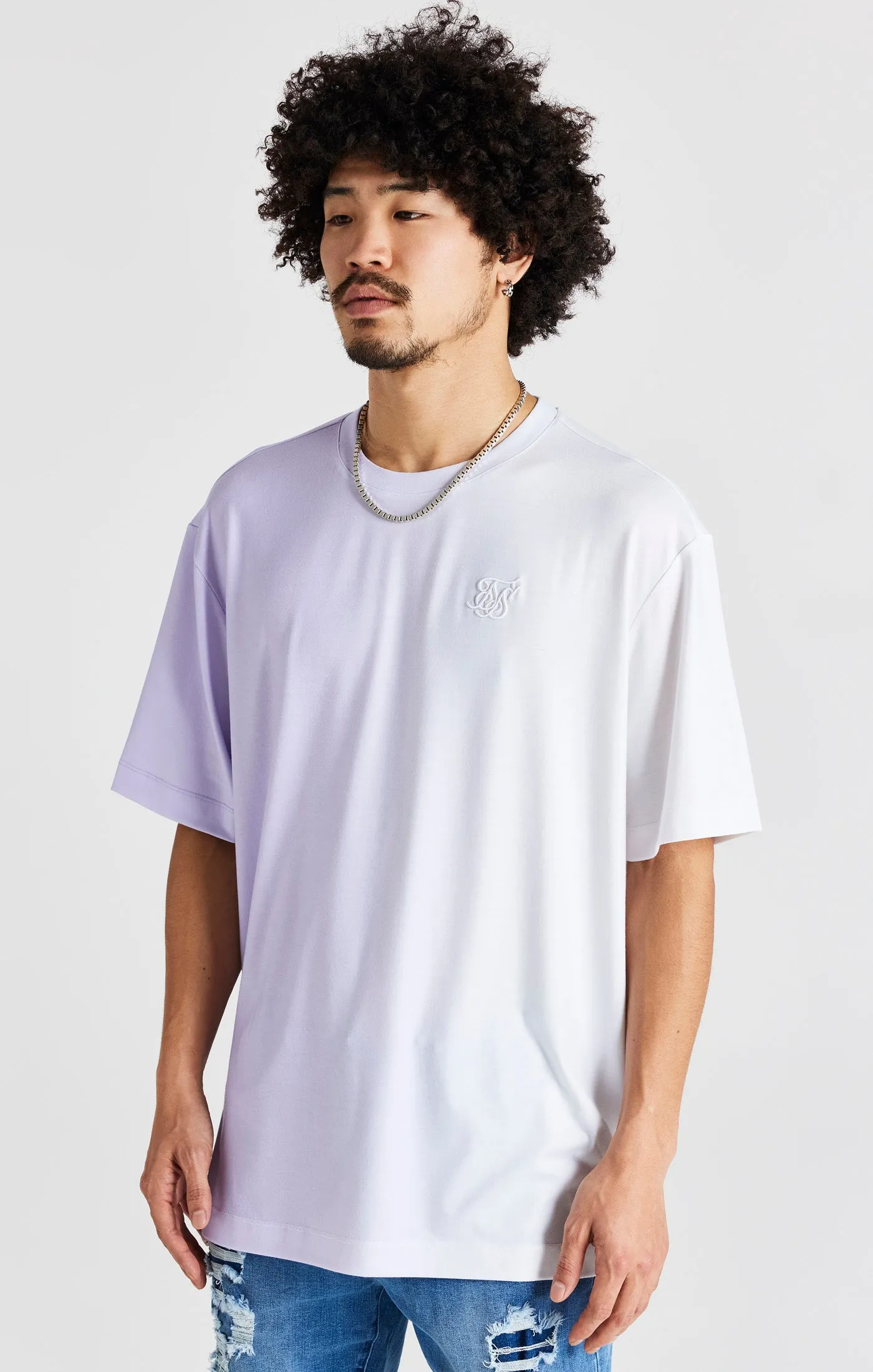 Purple Print Oversized Short Sleeve T-Shirt sold by Siksilk