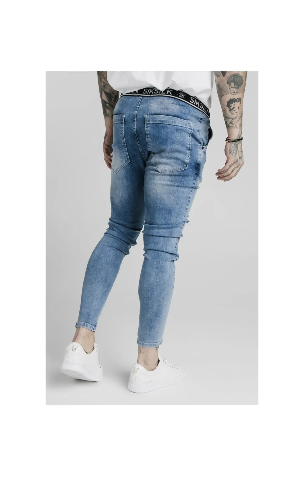 SikSilk Elasticated Waist Skinny Distressed Denim – Midstone Blue sold by Siksilk product image thumbnail 4