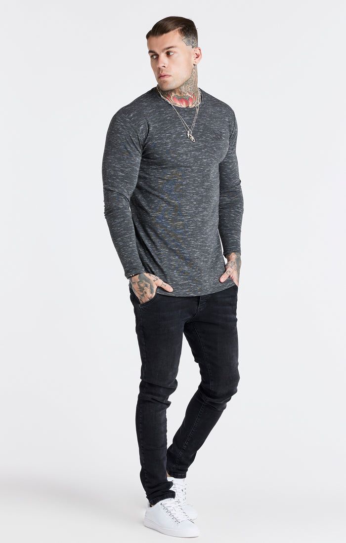 Black Long Sleeve Muscle Fit T-Shirt sold by Siksilk product image thumbnail 4