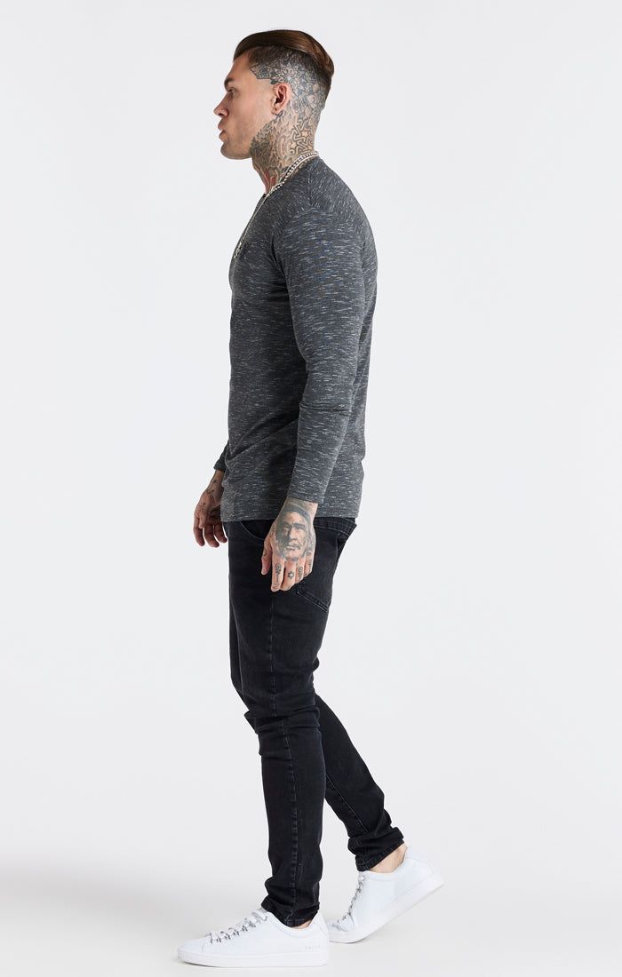Black Long Sleeve Muscle Fit T-Shirt sold by Siksilk product image thumbnail 5