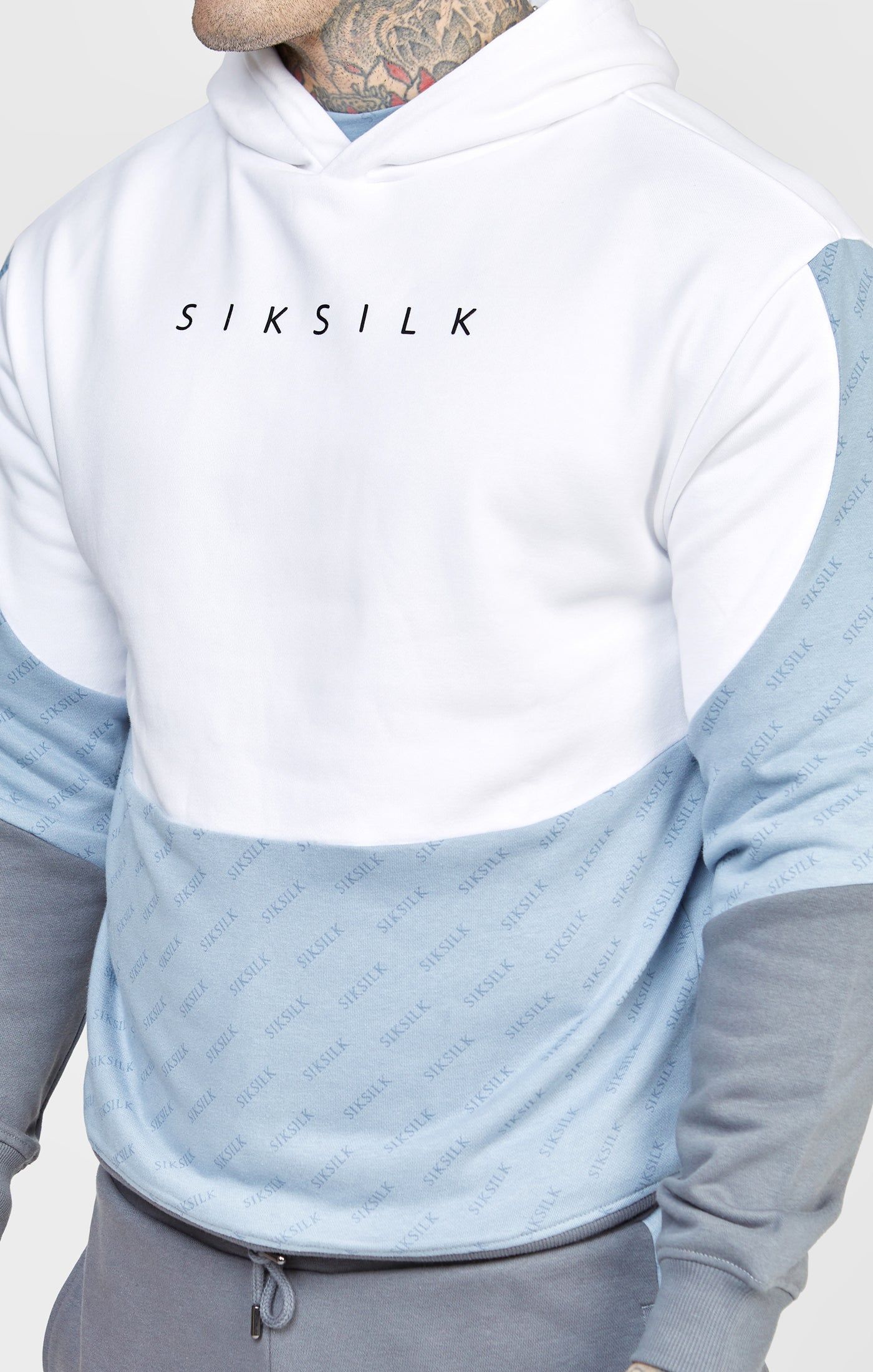 White Colour Block Relaxed Fit Hoodie sold by Siksilk product image thumbnail 2