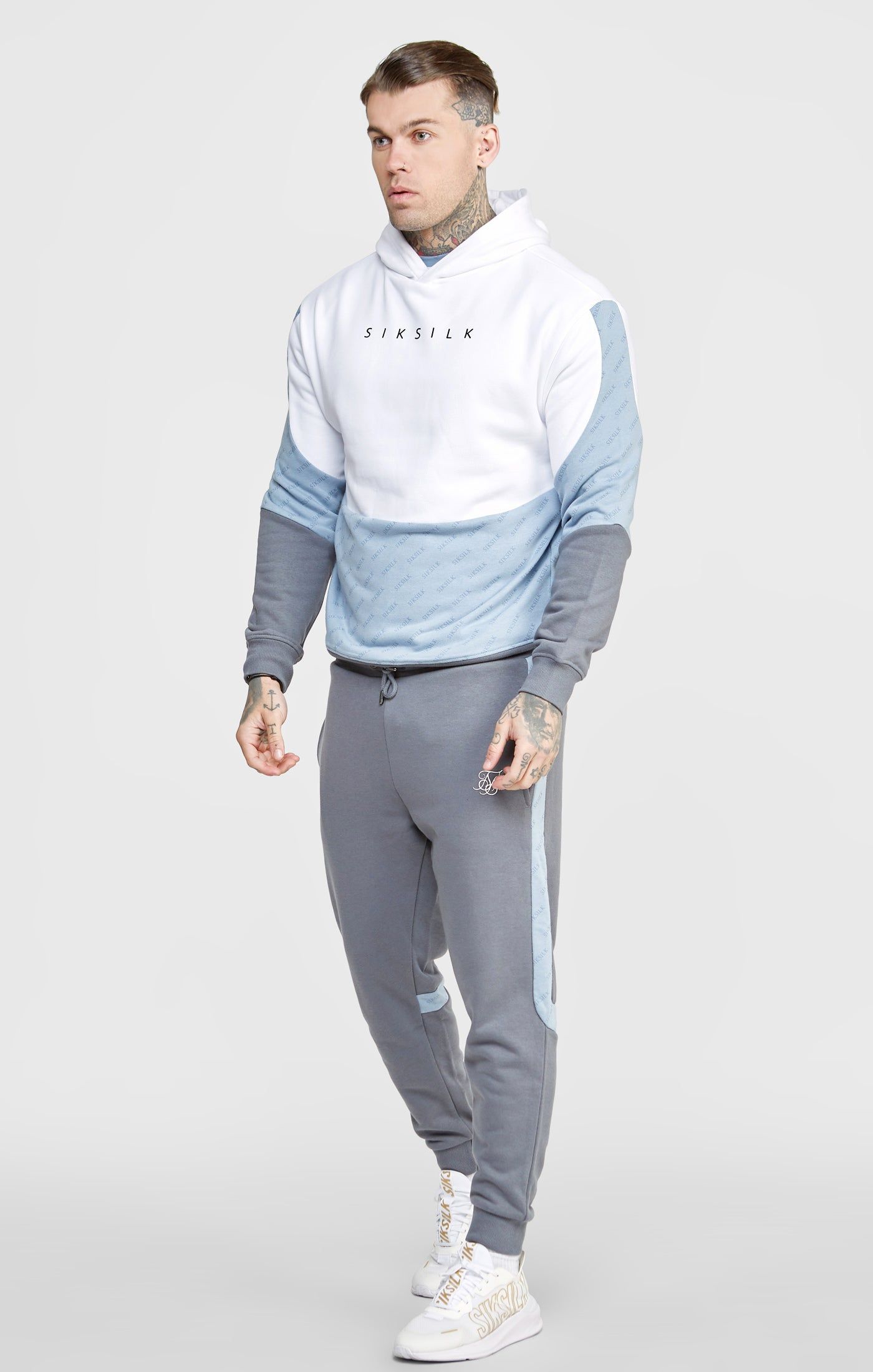 White Colour Block Relaxed Fit Hoodie sold by Siksilk product image thumbnail 3