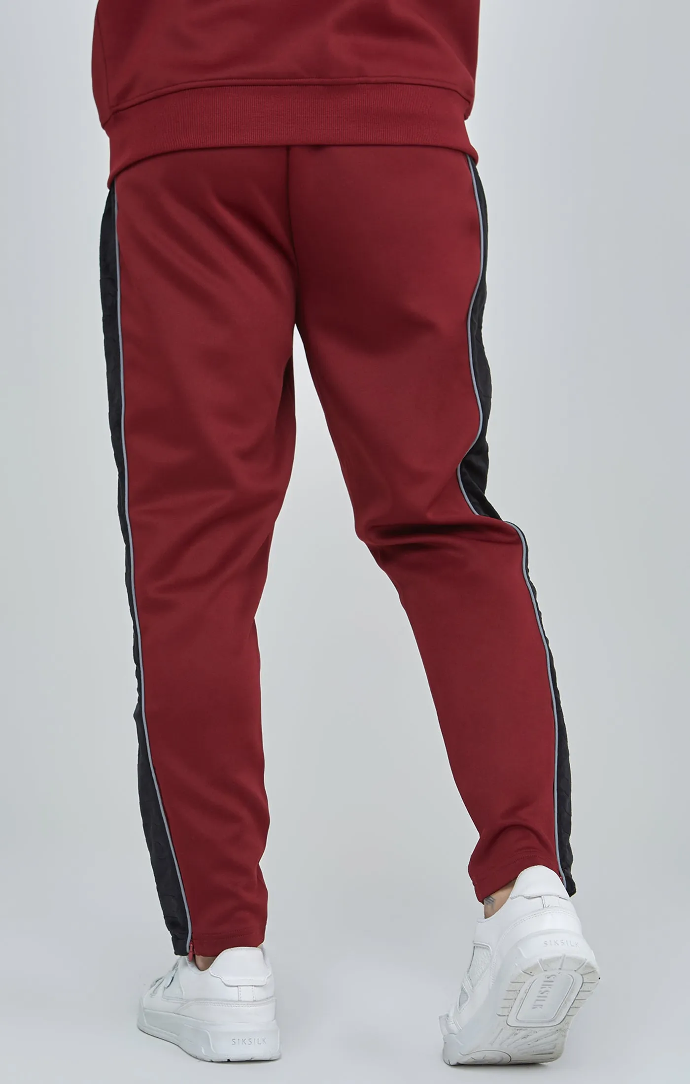 Burgundy Velour Panelled Track Pants sold by Siksilk product image thumbnail 4