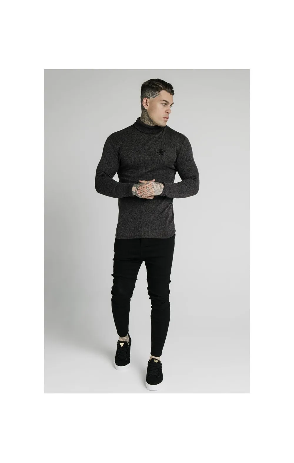 SikSilk Rib Turtle Neck - Jet Black sold by Siksilk product image thumbnail 4