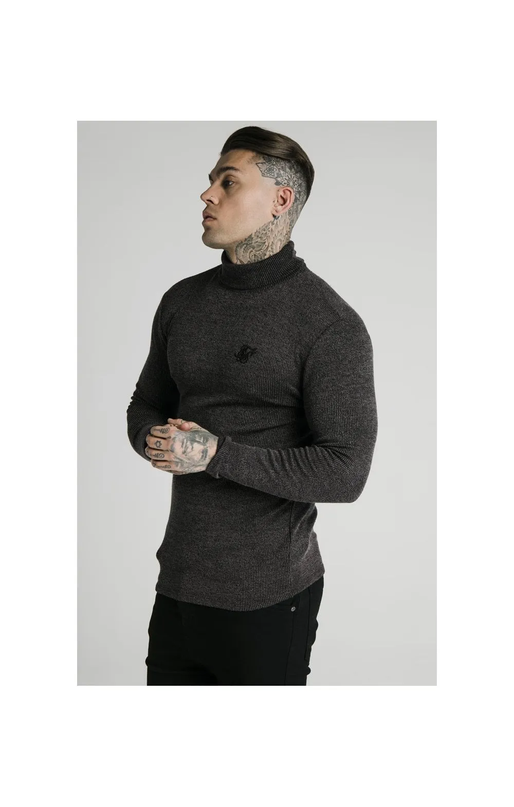 SikSilk Rib Turtle Neck - Jet Black sold by Siksilk