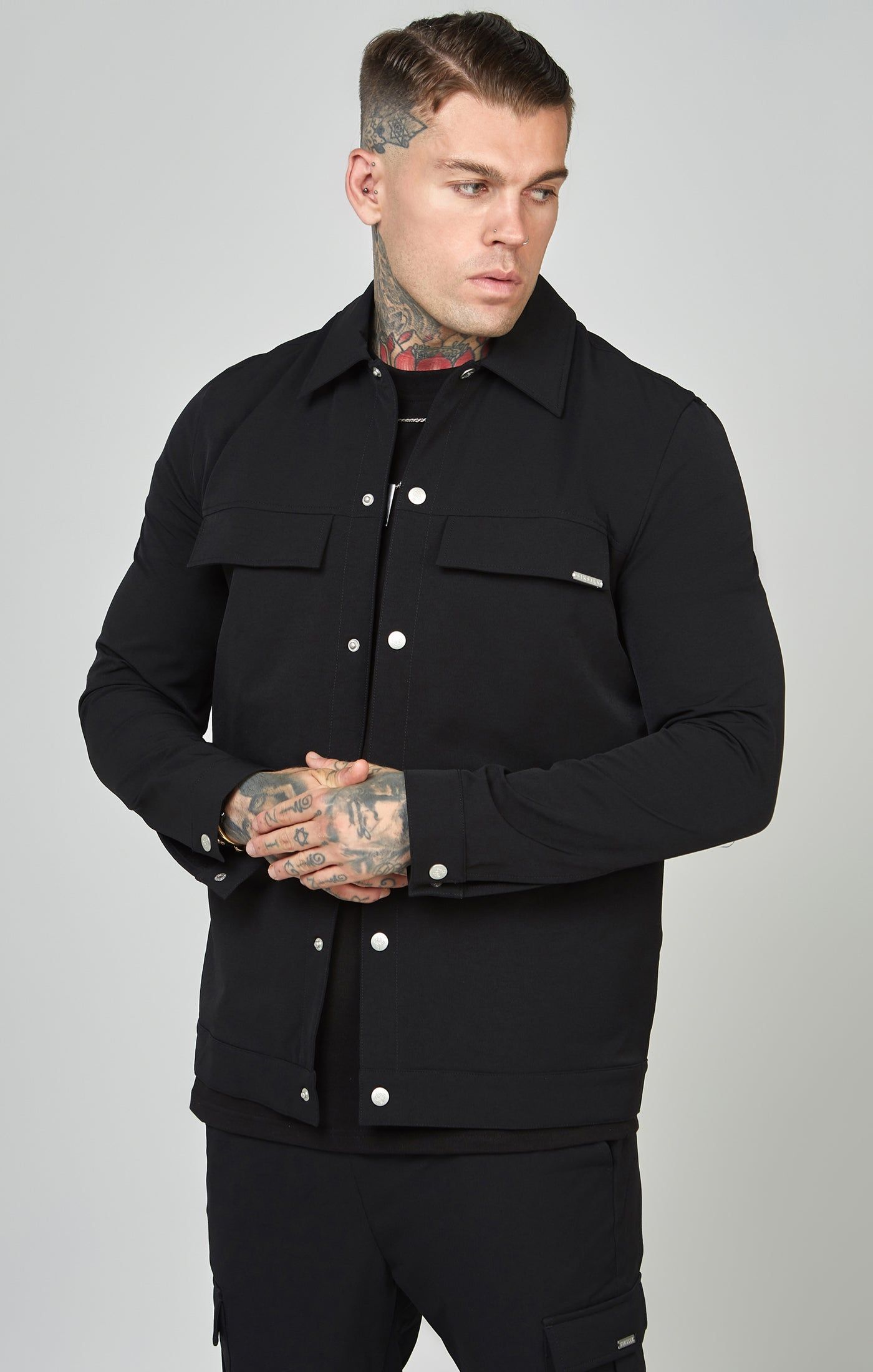 Black Utility Overshirt sold by Siksilk product image thumbnail 4