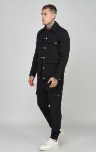 Black Utility Overshirt sold by Siksilk