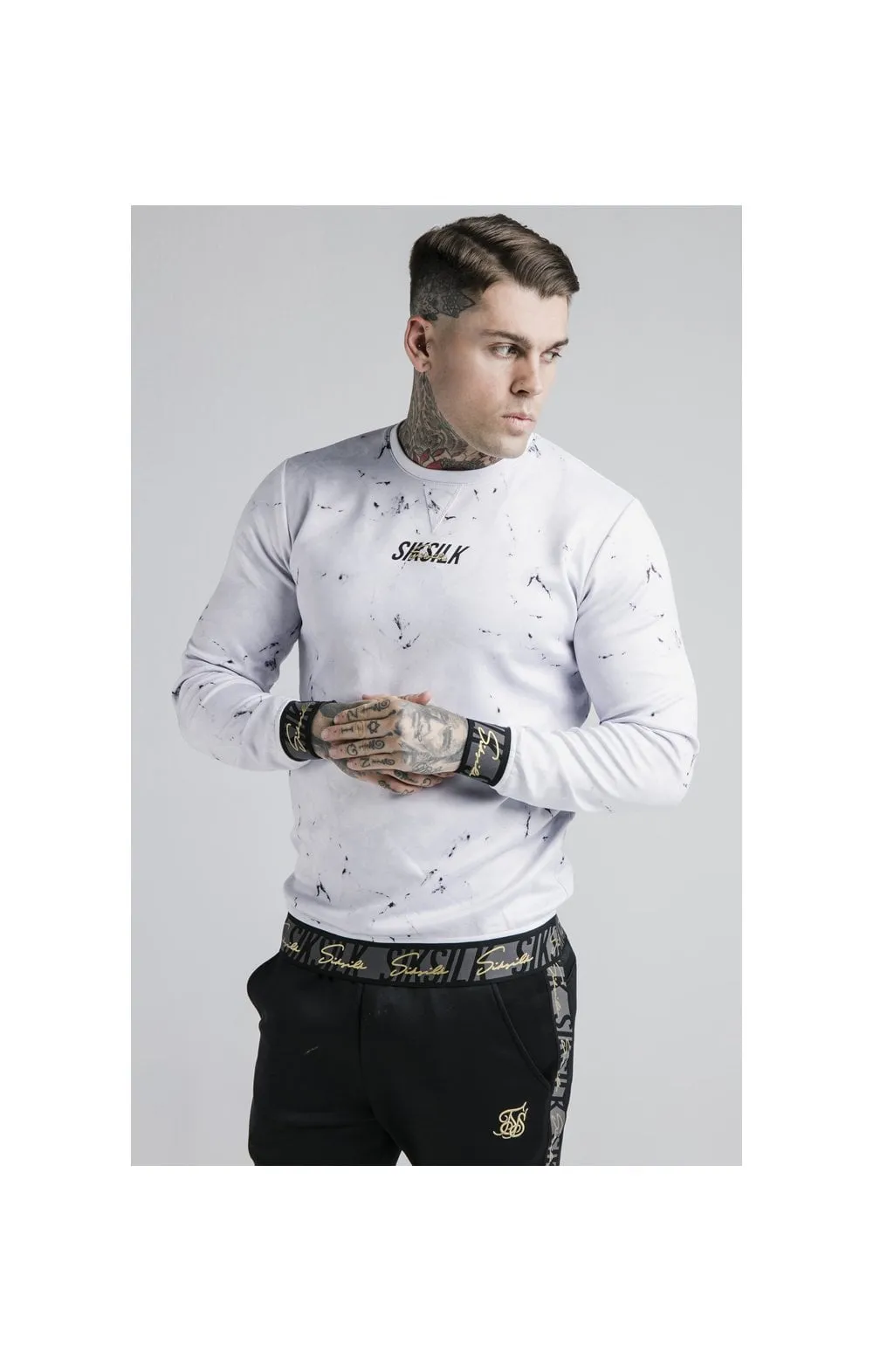 Siksilk Marble Crew Sweat - Grey & White sold by Siksilk