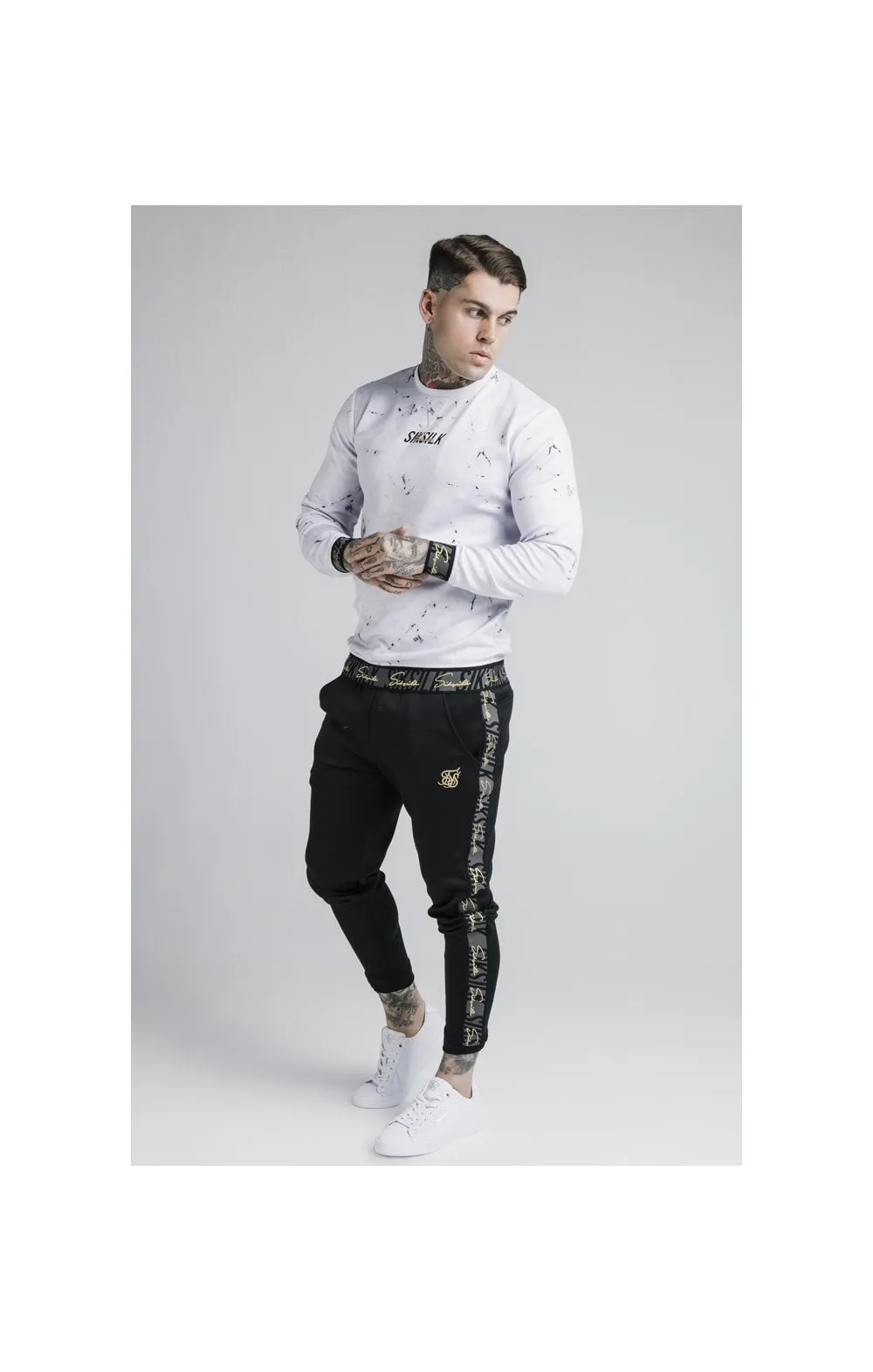 Siksilk Marble Crew Sweat - Grey & White sold by Siksilk product image thumbnail 3