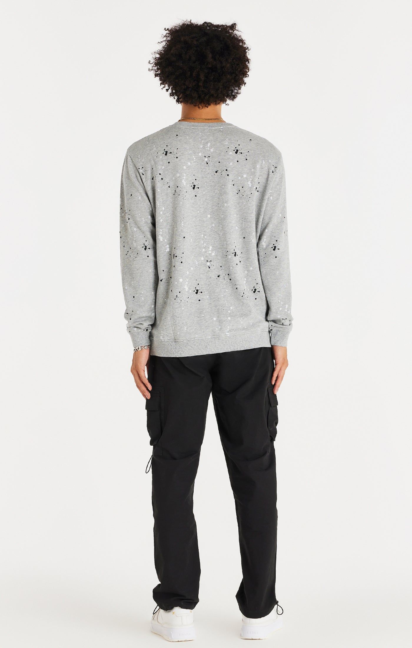 SikSilk Oversized Paint Splatter Sweater - Grey Marl sold by Siksilk product image thumbnail 6