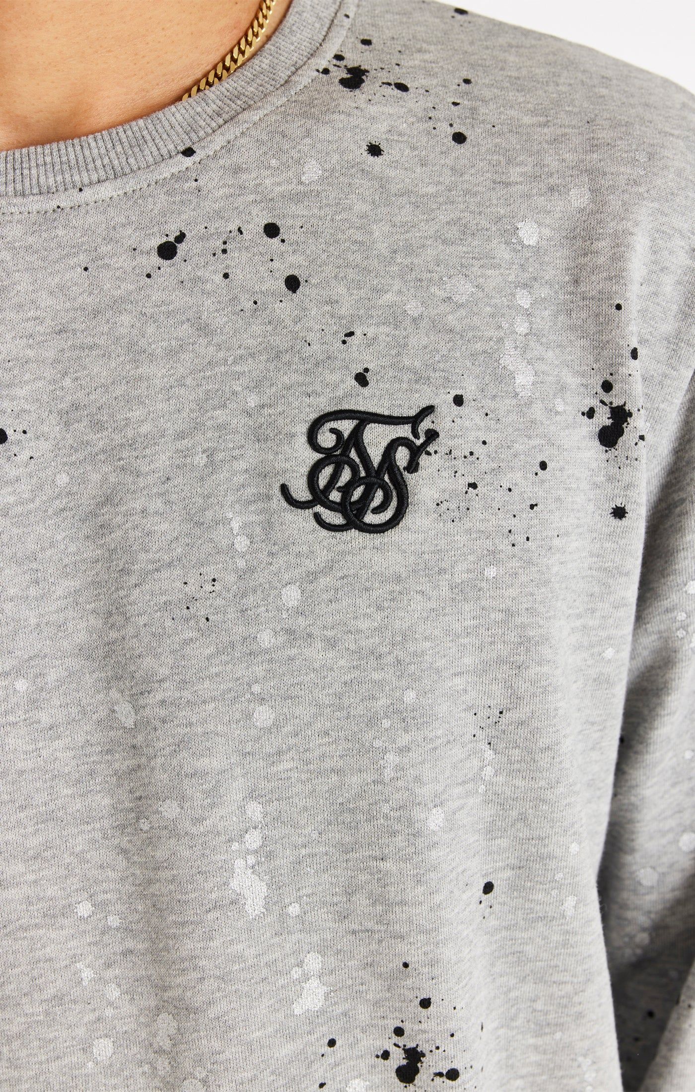 SikSilk Oversized Paint Splatter Sweater - Grey Marl sold by Siksilk product image thumbnail 3