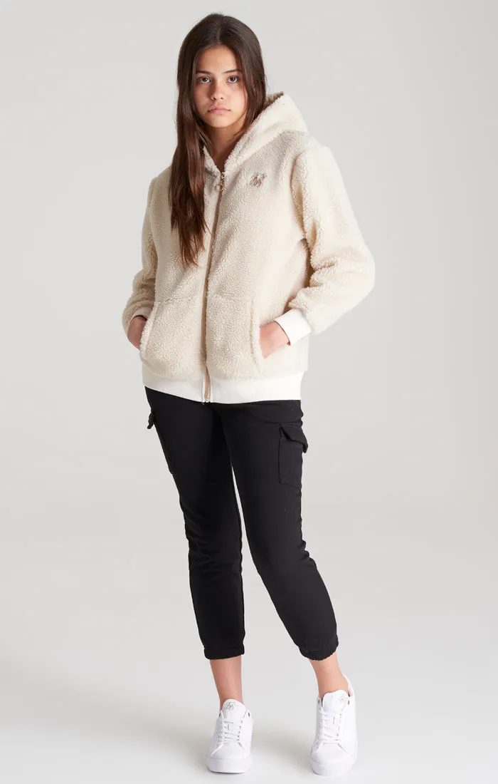 Girls Ecru Borg Zip Thru Hoodie sold by Siksilk product image thumbnail 5