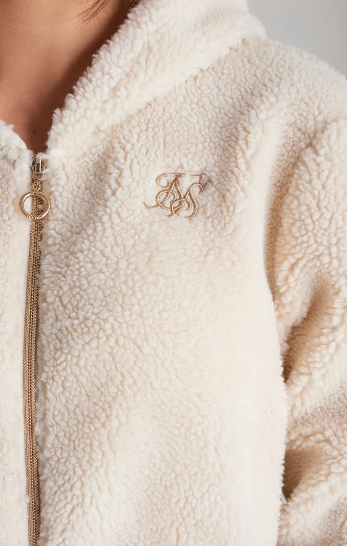 Girls Ecru Borg Zip Thru Hoodie sold by Siksilk product image thumbnail 2