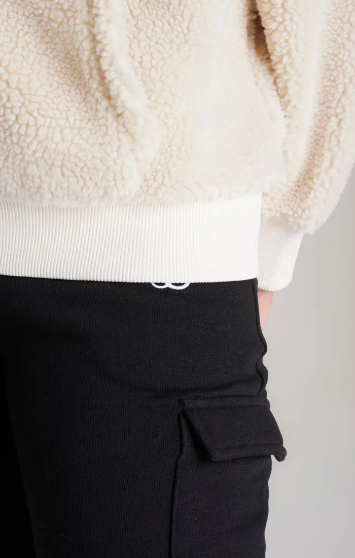 Girls Ecru Borg Zip Thru Hoodie sold by Siksilk product image thumbnail 3