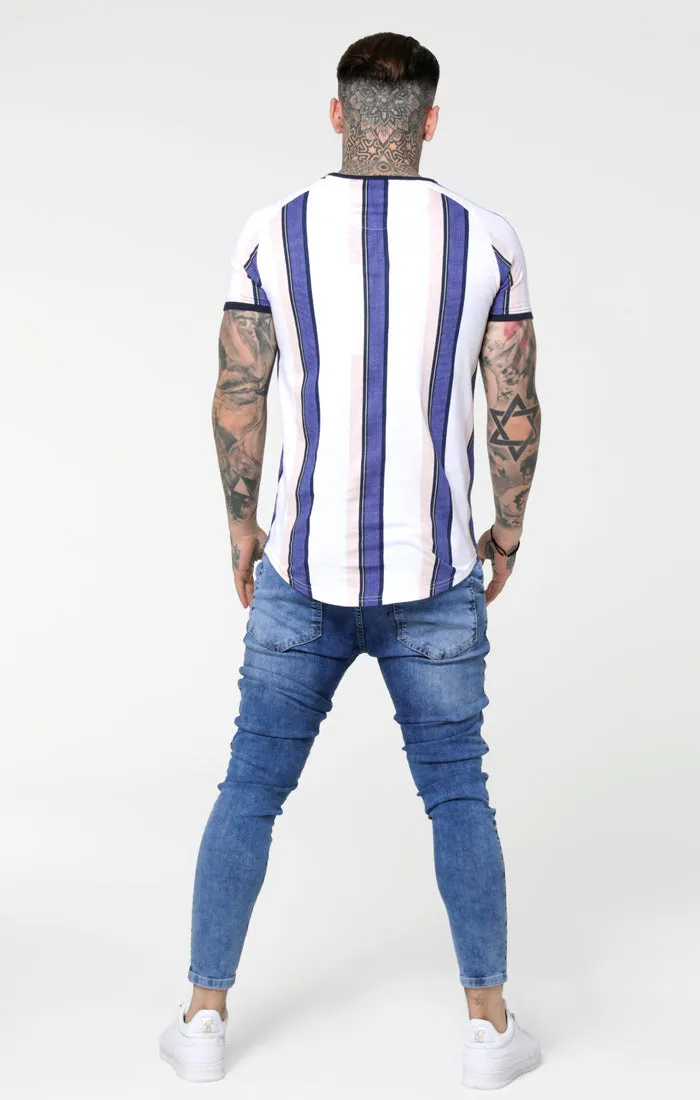 SikSilk Rotary Stripe Raglan Gym Tee - White Navy & Shell sold by Siksilk product image thumbnail 4
