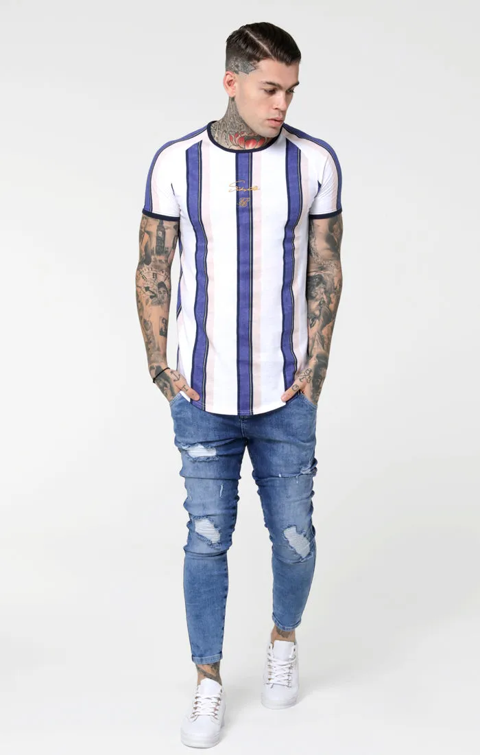 SikSilk Rotary Stripe Raglan Gym Tee - White Navy & Shell sold by Siksilk product image thumbnail 2