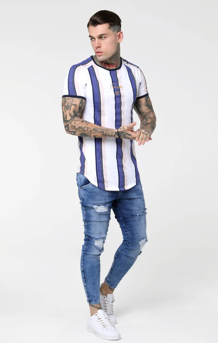 SikSilk Rotary Stripe Raglan Gym Tee - White Navy & Shell sold by Siksilk product image thumbnail 3