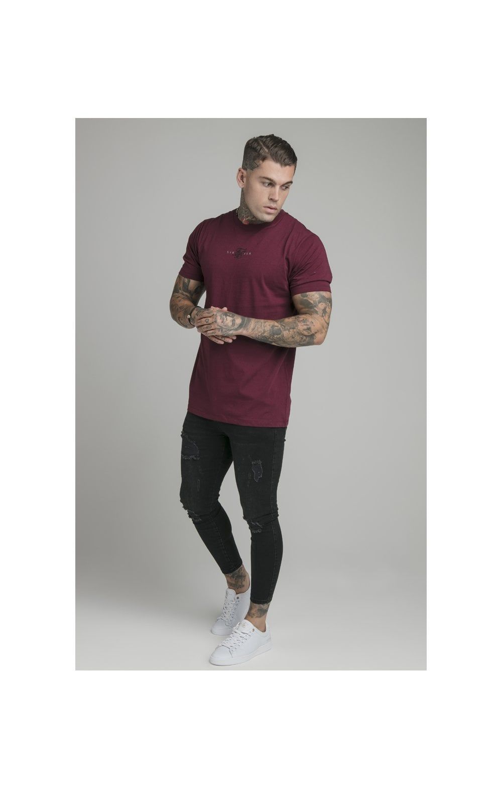SikSilk Basic Tee - Burgundy sold by Siksilk product image thumbnail 4