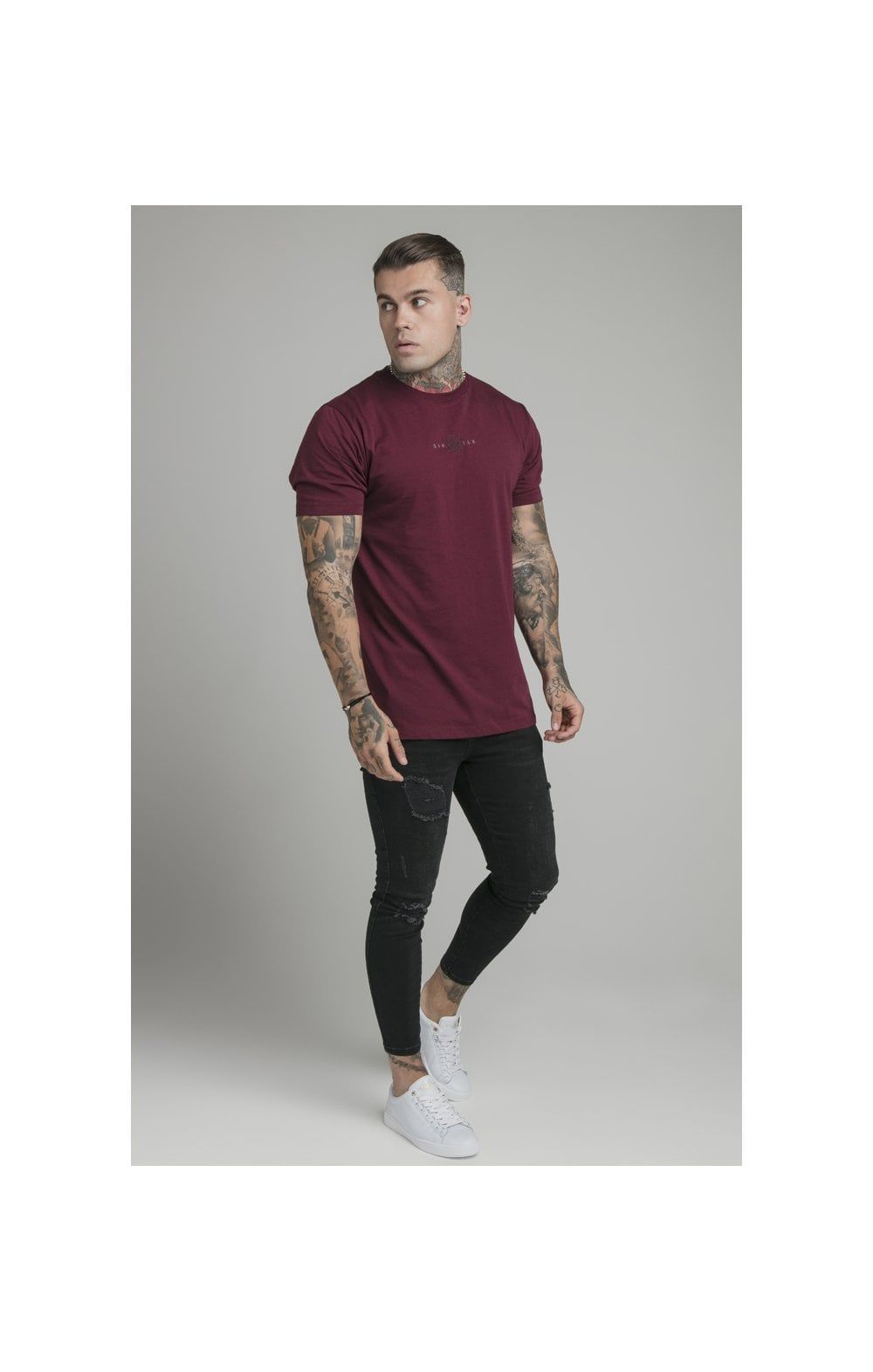 SikSilk Basic Tee - Burgundy sold by Siksilk product image thumbnail 3