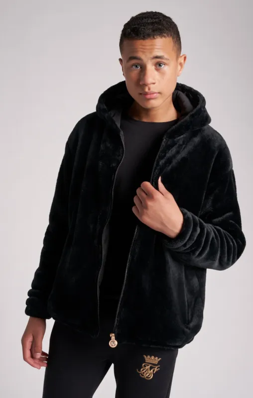 Boys Messi x SikSilk Black Faux Fur Jacket sold by Siksilk