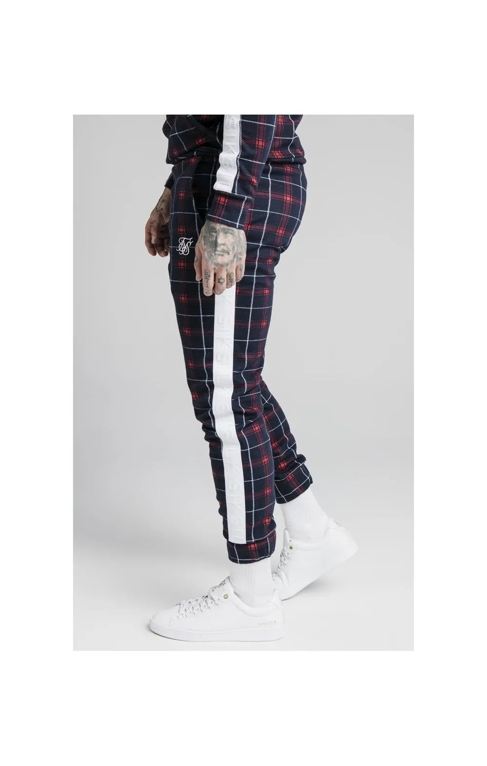 SikSilk Jacquard Check Cuffed Pant – Navy sold by Siksilk product image thumbnail 2