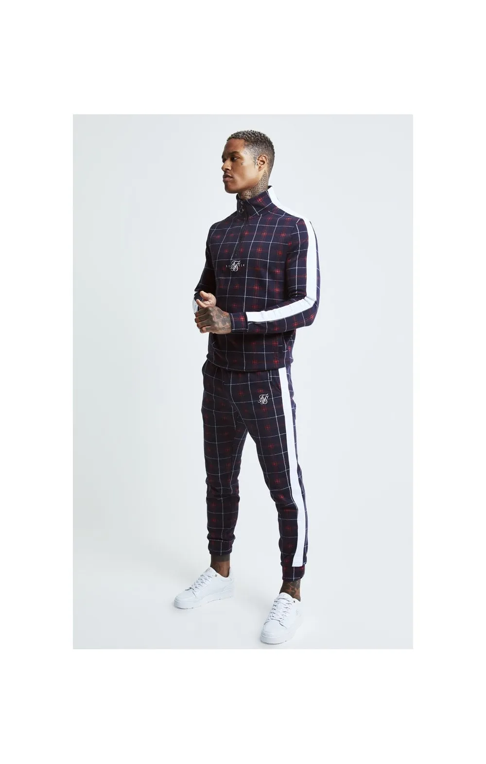 SikSilk Jacquard Check Cuffed Pant – Navy sold by Siksilk product image thumbnail 4