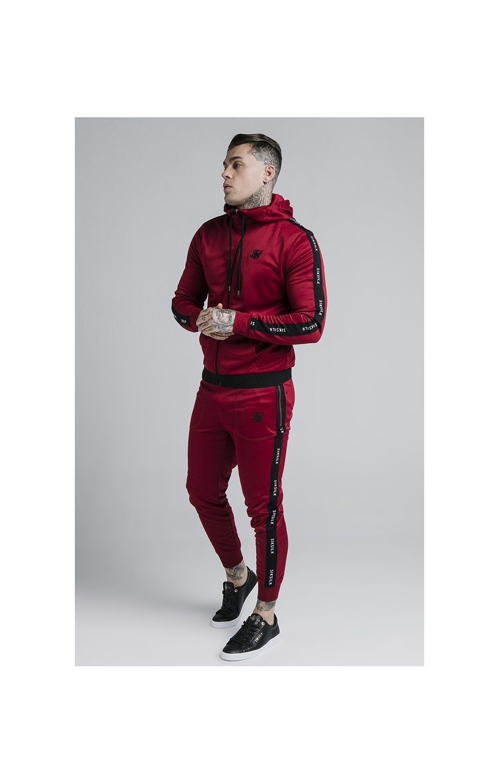 SikSilk Shadow Zip Through Hoodie - Deep Red & Black sold by Siksilk product image thumbnail 3