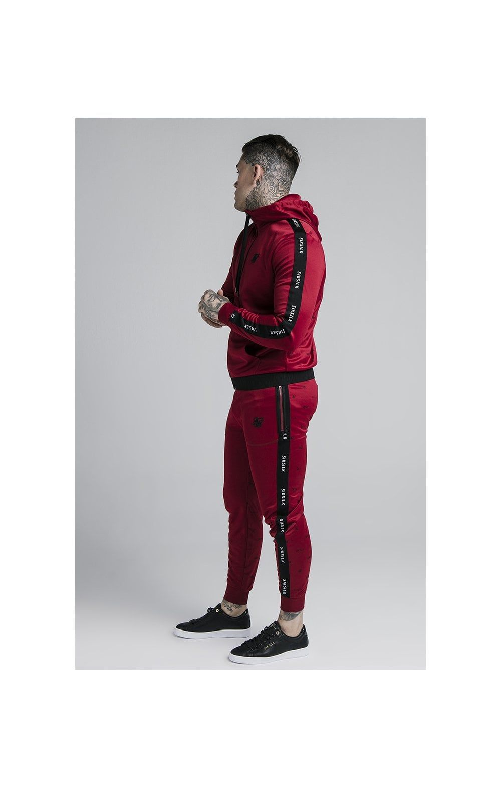 SikSilk Shadow Zip Through Hoodie - Deep Red & Black sold by Siksilk product image thumbnail 4