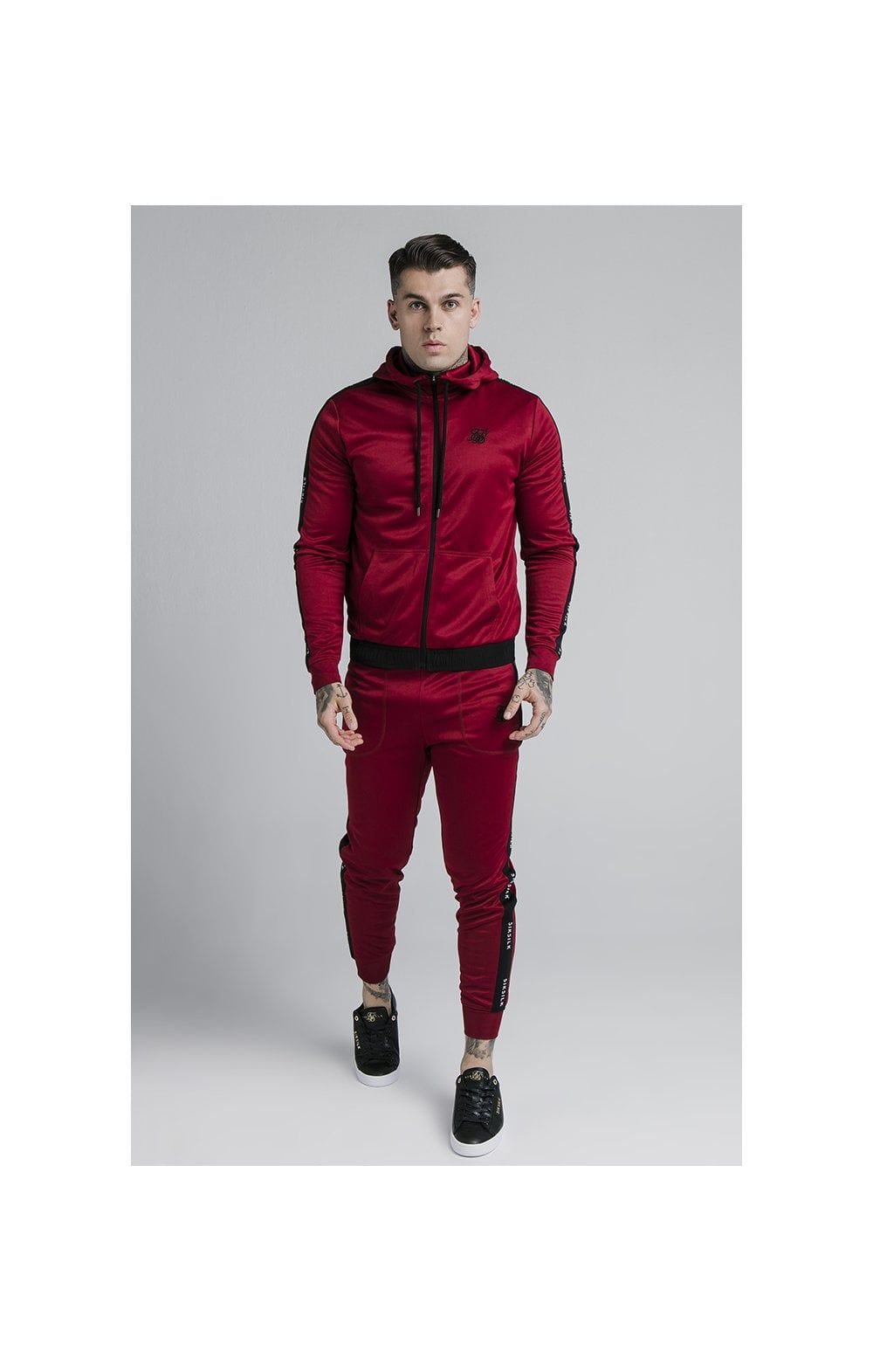 SikSilk Shadow Zip Through Hoodie - Deep Red & Black sold by Siksilk product image thumbnail 5