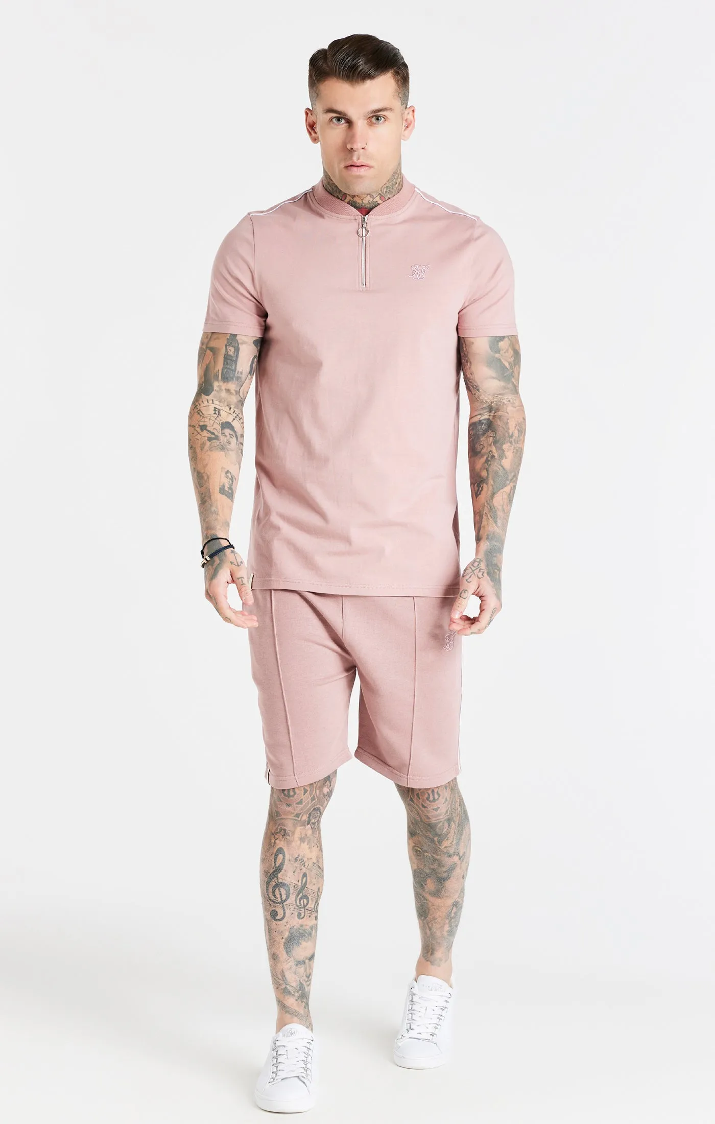 Dusty Pink Smart Baseball Collar T-Shirt sold by Siksilk product image thumbnail 3
