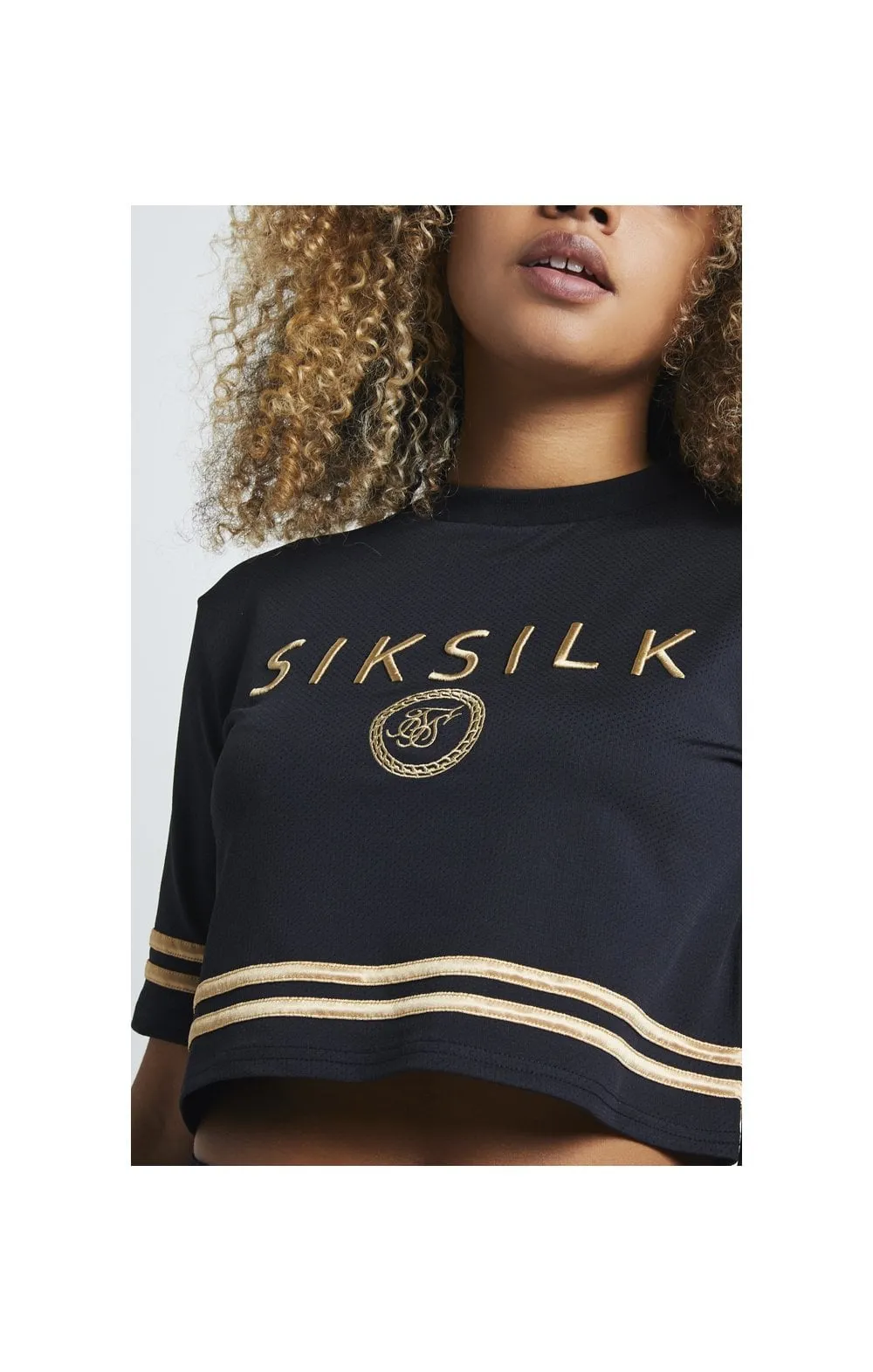 SikSilk Mesh Crop Tee - Black sold by Siksilk