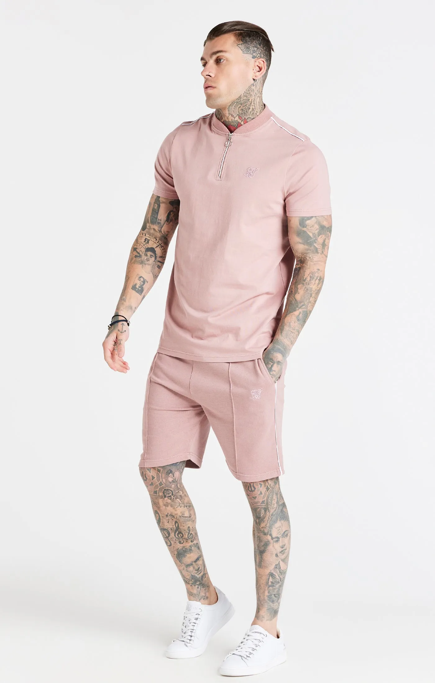 Dusty Pink Smart Baseball Collar T-Shirt sold by Siksilk product image thumbnail 4