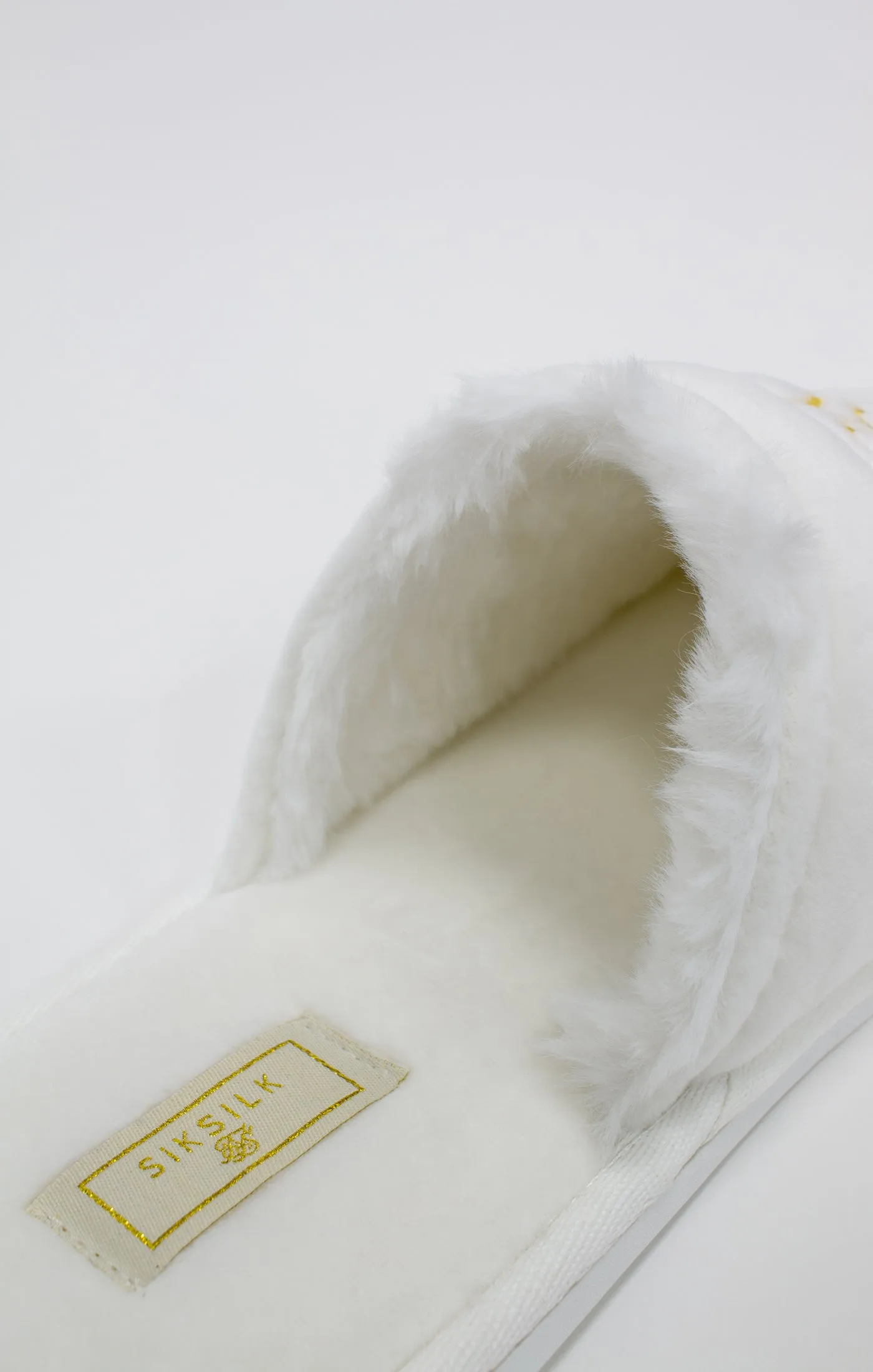 White Slipper With Embroidered Logo sold by Siksilk product image thumbnail 4