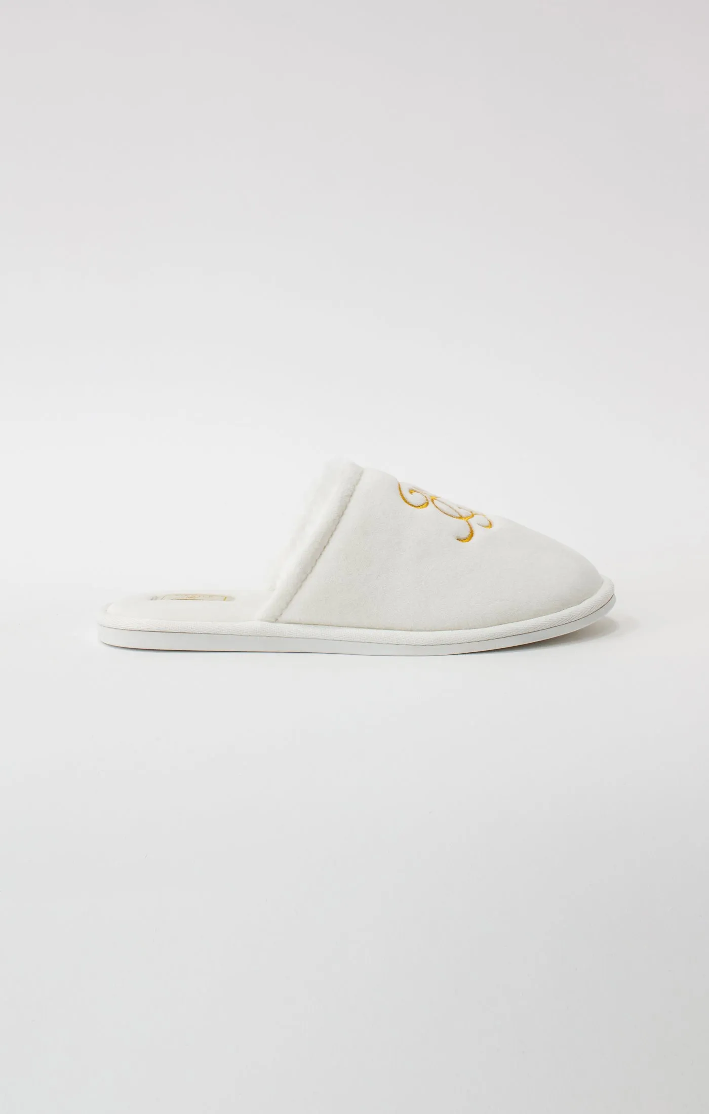 White Slipper With Embroidered Logo sold by Siksilk