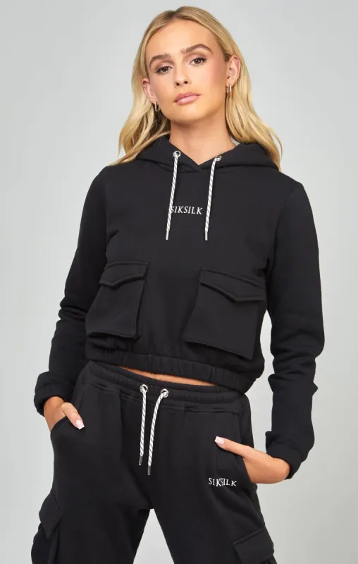 Black Cargo Pocket Hoodie sold by Siksilk