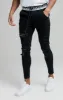 SikSilk Distressed Skinny Elasticated Jeans - Washed Black sold by Siksilk