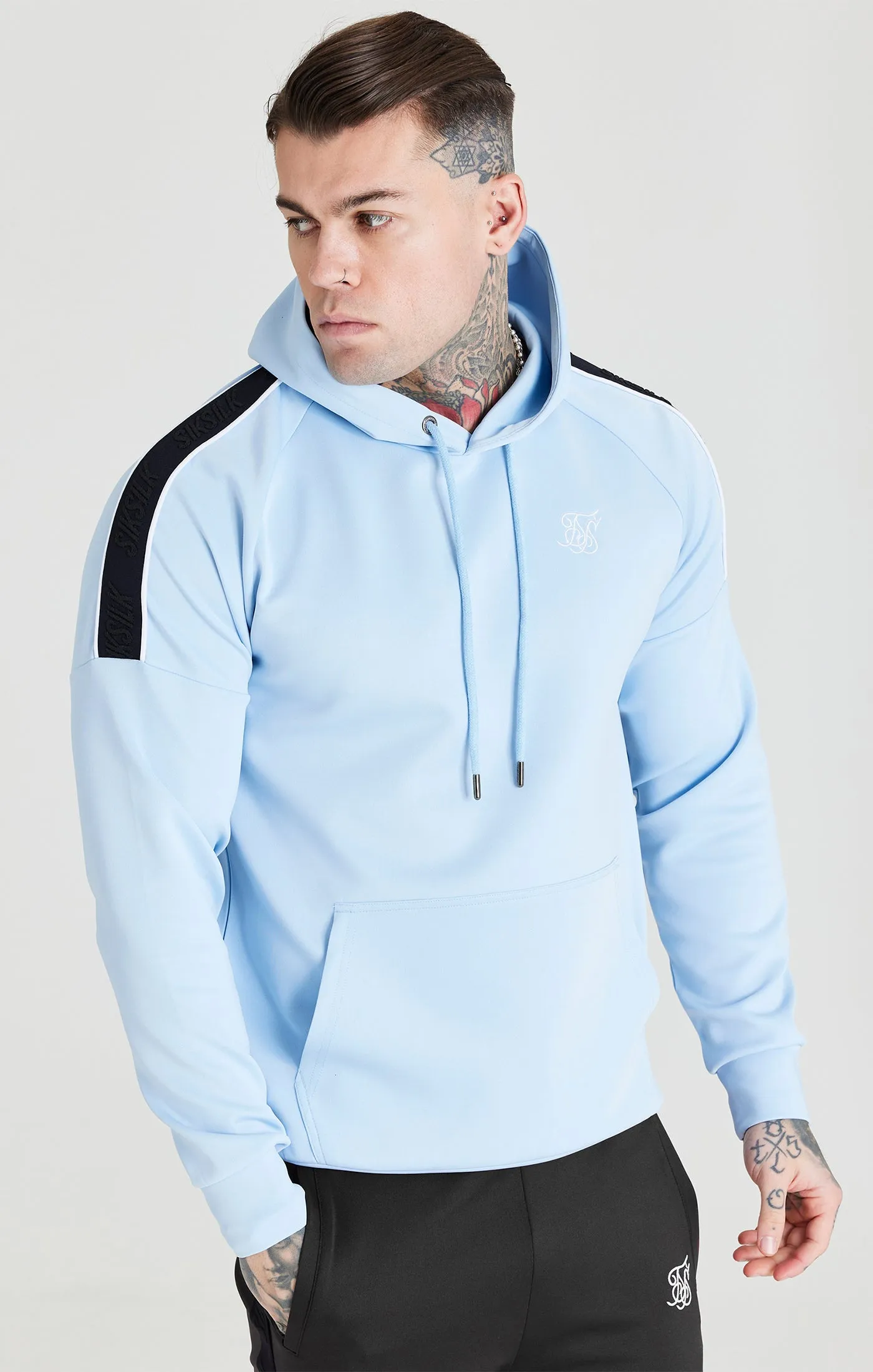 SikSilk Taped Overhead Hoodie - Blue sold by Siksilk