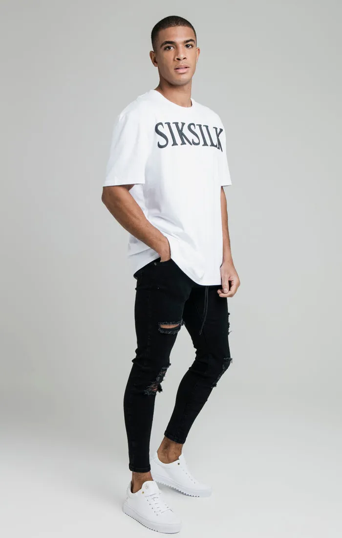 SikSilk Distressed Skinny Elasticated Jeans - Washed Black sold by Siksilk product image thumbnail 2