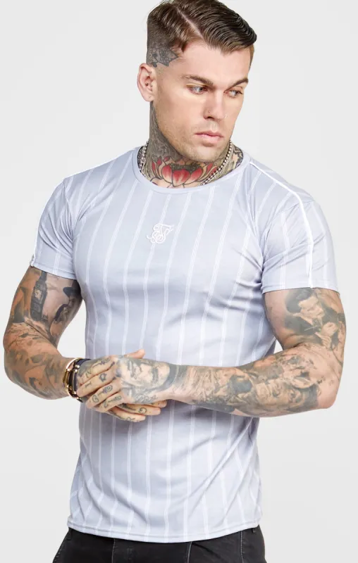 Grey Striped Muscle Fit T-Shirt sold by Siksilk