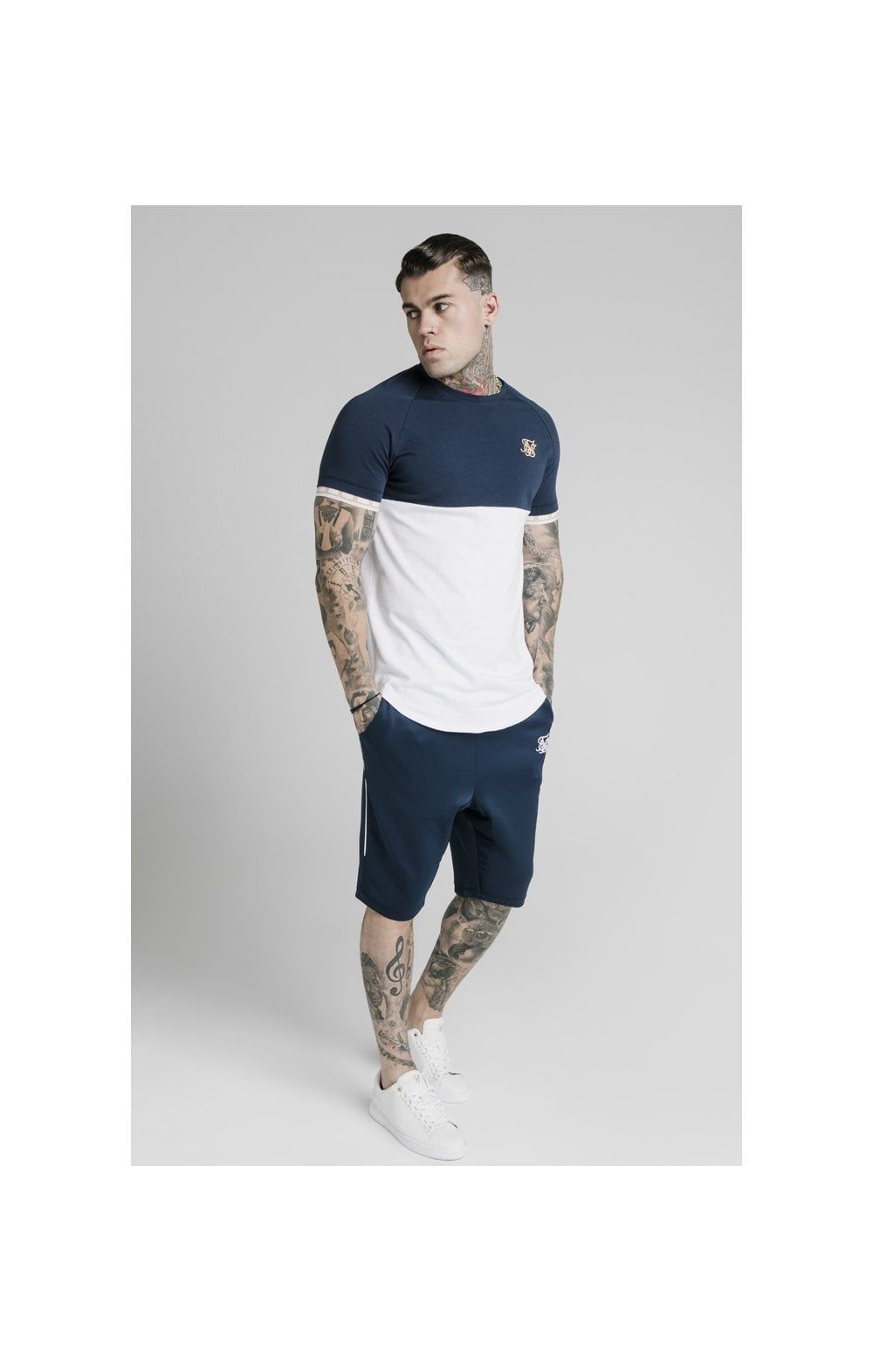 SikSilk S/S Cut & Sew Tech Tee - Navy & White sold by Siksilk product image thumbnail 3