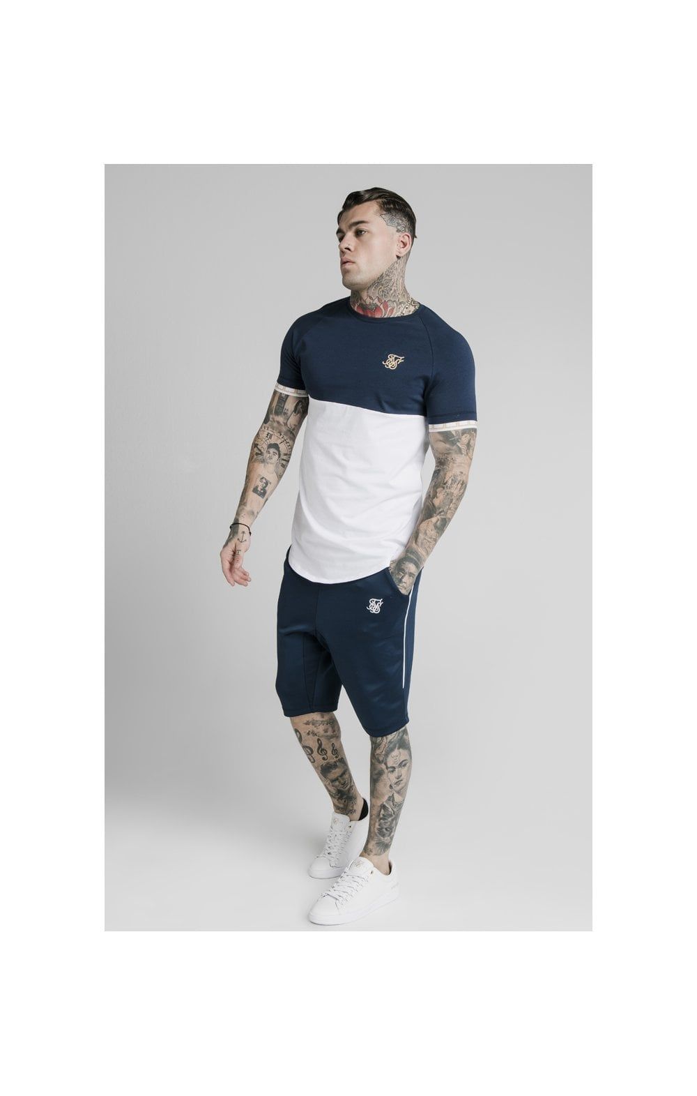 SikSilk S/S Cut & Sew Tech Tee - Navy & White sold by Siksilk product image thumbnail 4