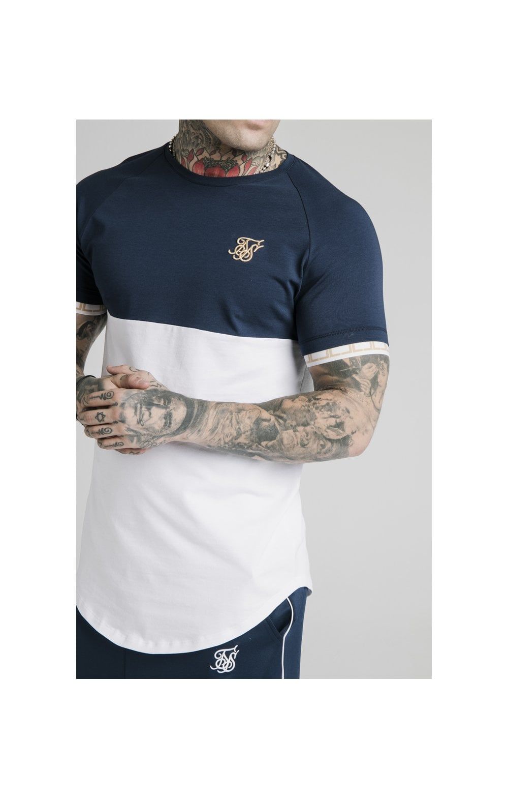 SikSilk S/S Cut & Sew Tech Tee - Navy & White sold by Siksilk