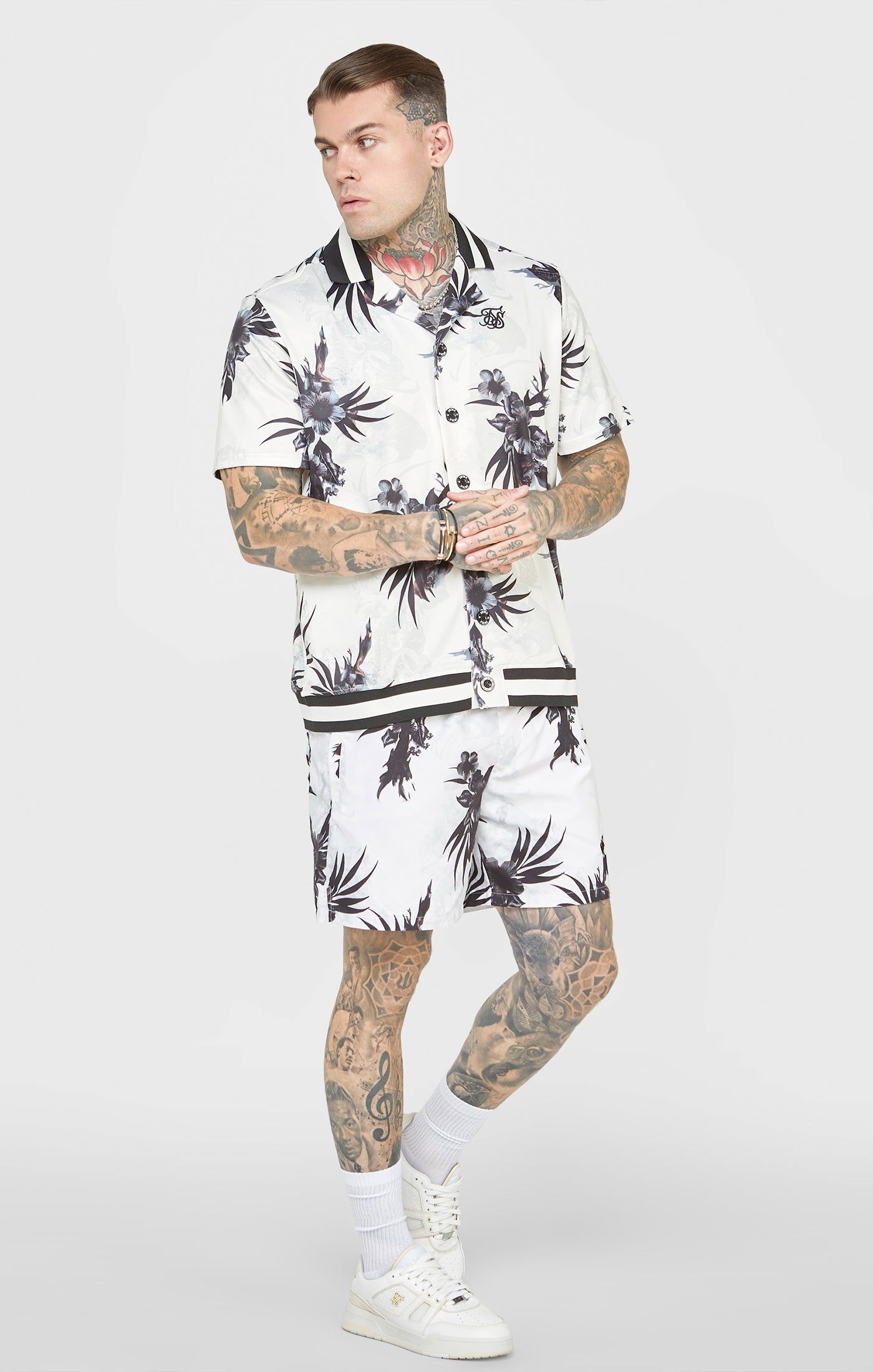 Ecru Retro Fire Bowling Shirt sold by Siksilk product image thumbnail 3